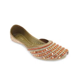 Fulkari Ethnic Embellished Square Toe Leather Mojaris image 3