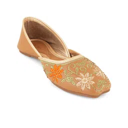 Anouk Beige Embellished Round Toe Ballerinas image 4