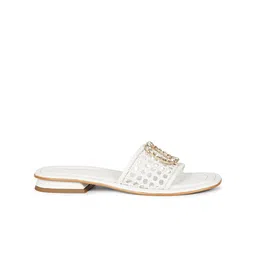 Saint G Embellished Leather Open Toe Flats image 3