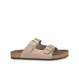 The Roadster Lifestyle Co. Women Bronze Toned Open-Toe Flats With Buckle Detail image 4