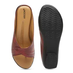 AROOM Textured Leather Open Toe Flats image 5