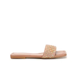 Anouk Pink Ethnic Embellished Open Toe Flats image 4