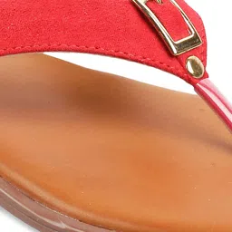 Wet Blue Women Red Colourblocked Open Toe Flats image 4