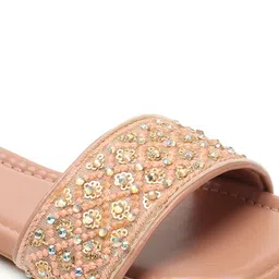 Anouk Pink Ethnic Embellished Open Toe Flats image 5