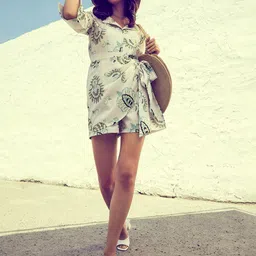 Athena Green & White Linen Printed Jumpsuit image 5