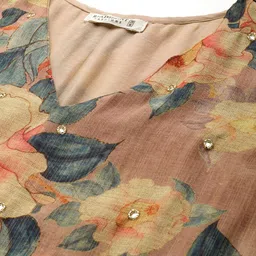 Readiprint Fashions Floral Printed Sequinned Linen Kurta With Trousers image 2