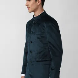 SIMON CARTER LONDON Men Green Solid Regular-Fit Bandhgala Blazer image 3