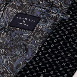 SHOWOFF Men Black & White Printed Single-Breasted Blazer image 3