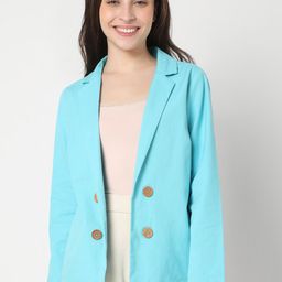 Vero Moda Women Blue Solid Single-Breasted Casual Blazer-picture-26
