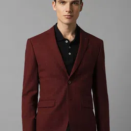 Louis Philippe Checked Slim-Fit Notched Lapel Collar Single Breasted Formal Blazers-picture-44