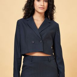 Annabelle by Pantaloons Striped Double-Breasted Blazer-picture-9