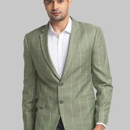 Park Avenue Checked Super Slim-Fit Single-Breasted Blazer image 1