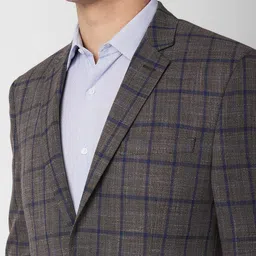 Van Heusen Men Grey Checked Slim-Fit Single Breasted Formal Blazer image 5