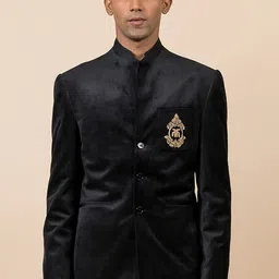 Tasva Men Black Solid Slim-Fit Single-Breasted Bandhgala image 3