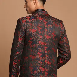 VASTRAMAY Men Maroon Self-Design Single-Breasted Blazers image 5