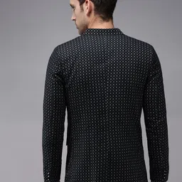 SHOWOFF Men Black & White Printed Single-Breasted Blazer image 2