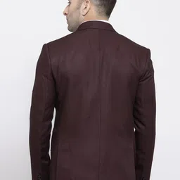 Wintage Men Brown Self-Design Tailored Fit Single-Breasted Blazer image 3