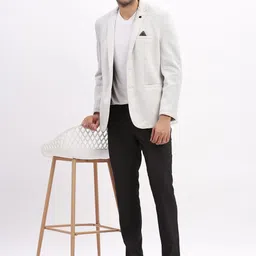 SHOWOFF Slim-Fit Single Breasted Notched Lapel Collar Cotton Casual Blazer image 3