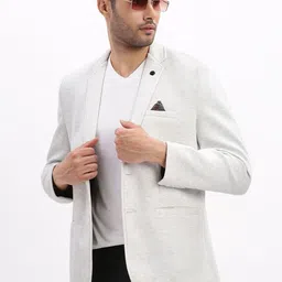 SHOWOFF Slim-Fit Single Breasted Notched Lapel Collar Cotton Casual Blazer image 2