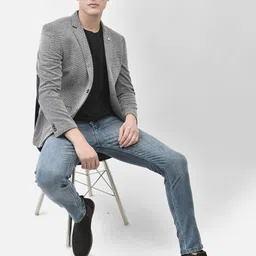 Crimsoune Club Self Design Single-Breasted Slim Fit Blazer image 5