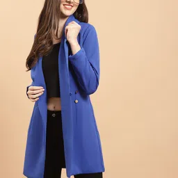 WESTCLO Shawl Collar Single Breasted Longline Blazer image 2