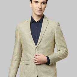 Park Avenue Men Light Yellow Single-Breasted Super Slim-Fit Formal Blazer image 1