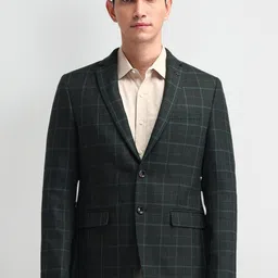 Arrow Checked Notched Lapel Single Breasted Formal Blazer-picture-33
