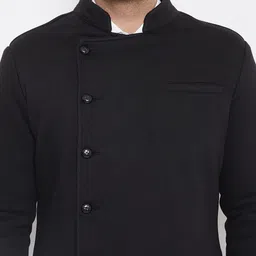 Hypernation Men Black Solid Bandhgala image 2