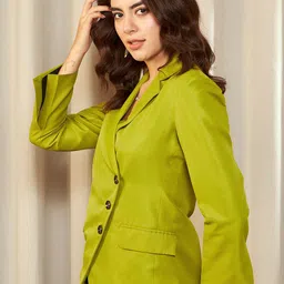 urbangrace by kassually KASSUALLY Lime Green Single-Breasted Notched Lapel Blazer image 3