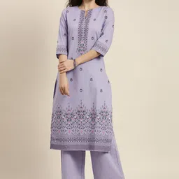 Vishudh Womens Mauve Printed Straight Kurta With Palazzo-picture-32