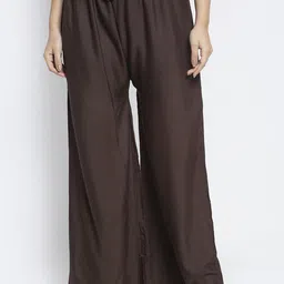 GRACIT Women Set of 2 Brown & White Printed Rayon Palazzos image 5