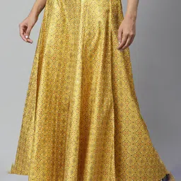 AURELIA Women Yellow & Grey Ethnic Motifs Flared Ethnic Palazzos-picture-15