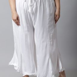 TAG 7 Women White Plus Size Flared Ethnic Palazzos-image-104