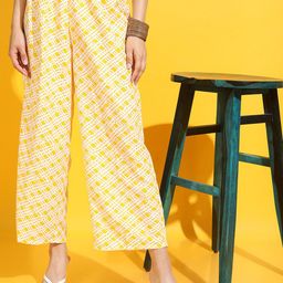 Vishudh Women Yellow Geometric Palazzos-picture-31