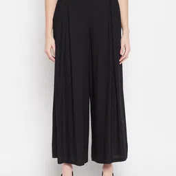 Crozo By Cantabil Women Black Flared Palazzos-picture-38