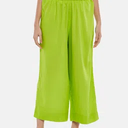 RANGMANCH BY PANTALOONS Women Lime Green Cropped Ethnic Palazzos-image-97