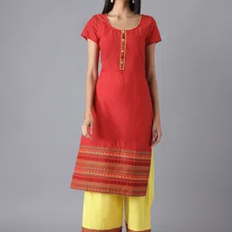 AURELIA Women Red Ethnic Motifs Pure Cotton Kurta with Palazzos-picture-27