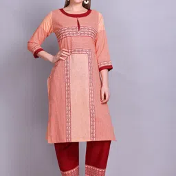 Elthia Round Neck Ethnic Motif Printed Regular Pure Cotton Kurta with Trouser-picture-12