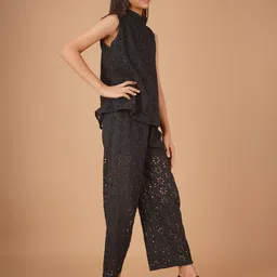 Unique Designers Girls Self Design High Neck Top with Palazzos image 2