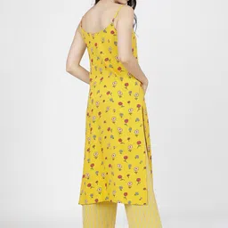 Vishudh Women Yellow & Red Floral Printed Regular Kurta with Palazzos image 5