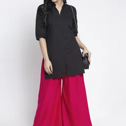 GRACIT Women Pink & Blue Set Of 2 Rayon Solid Palazzos image 3