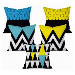 the purple tree Multicolor Zig Zag Cotton 16 x 16 Inches Cushion Covers (Set of 5)-picture-11