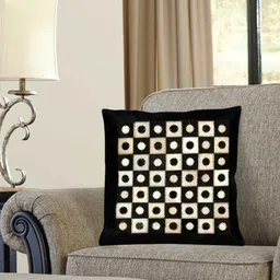 dazzhome Black and White Hairon Leather 16 x 16 Inches Cushion Covers image 1