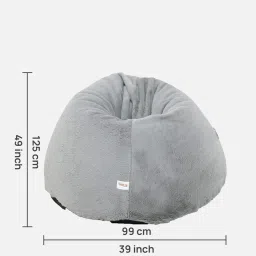 mintwud from pepperfry Classic 4XL Fur Bean Bag with Beans in Grey Colour image 2