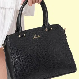 Lavie Black Animal Textured PU Regular Structured Handheld Bag image 1