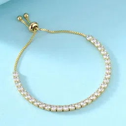 Designs & You Gold-Plated Cubic Zirconia-Studded Wraparound Bracelet image 1