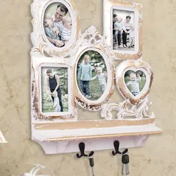 Home Sparkle Gold-Toned & White MDF Wall Shelf with Keyholders-image-73