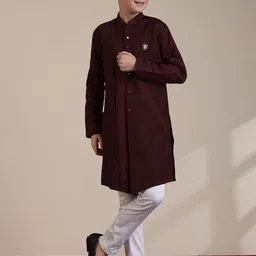 Manyavar Boys Solid Kurta with Trousers-image-81