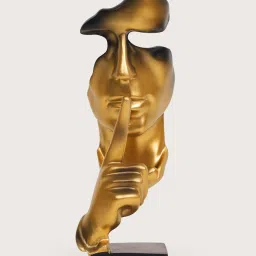 HOME 360 Silence Gesture Face Sculpture Showpiece - Gold image 3