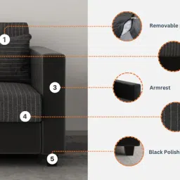 mintwud from pepperfry Baley Fabric 2 Seater Sofa In Lama brown Colour image 3